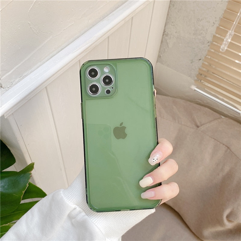 Retro kawaii jelly green Transparent Japanese Phone Case For iPhone